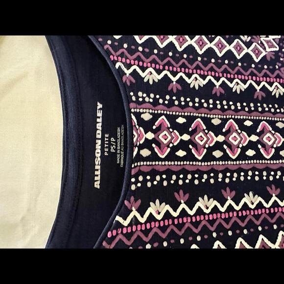 Allison Daley Embroidered Petite S Top - Navy & Pink - Picture 4 of 6